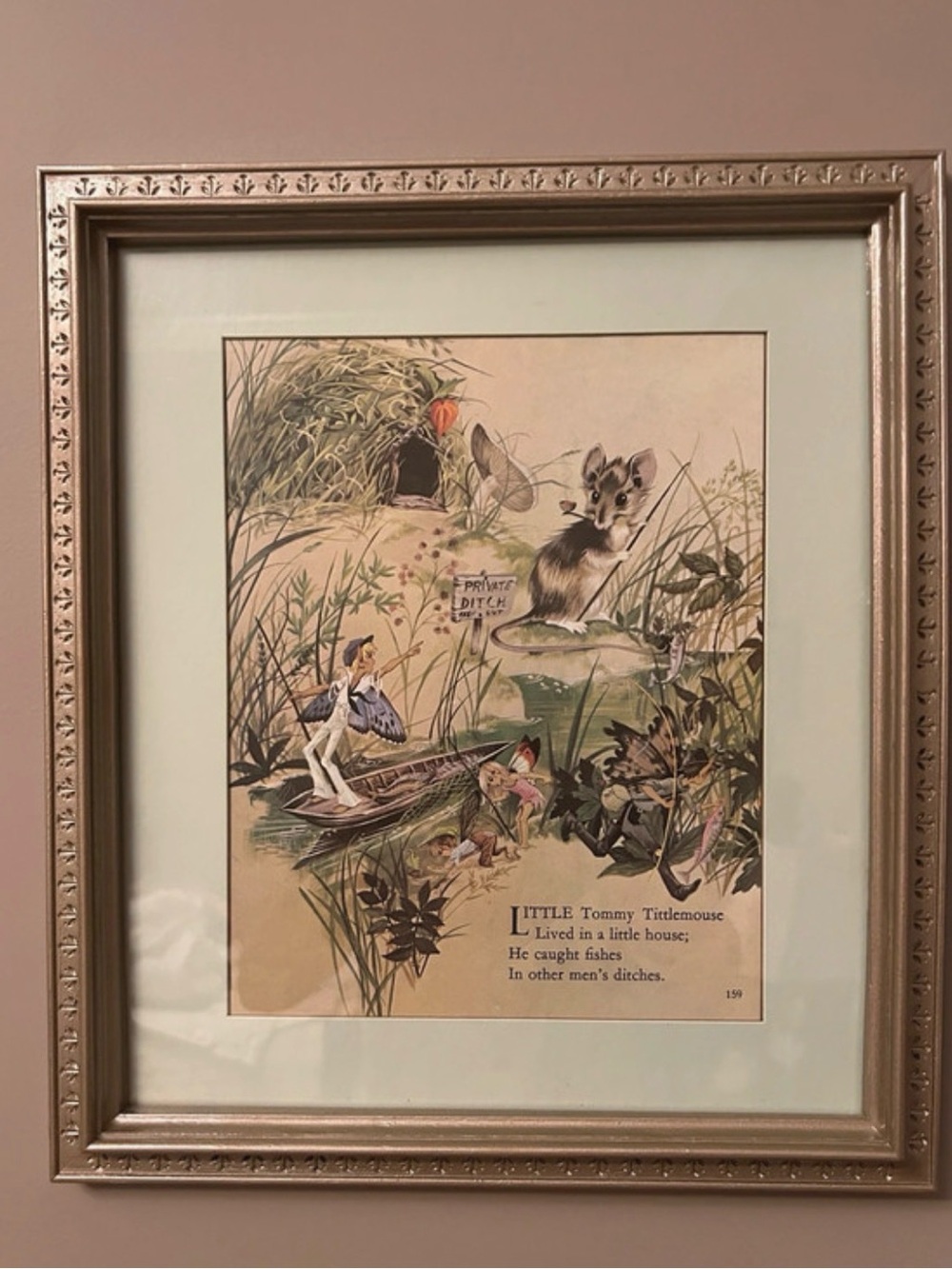 Framed Cream and Gold Illustrated Nursery Art Print